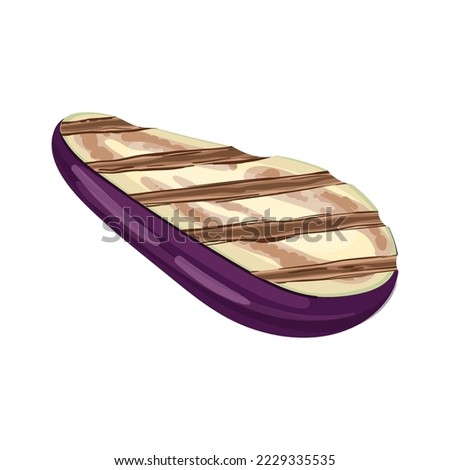 eggplant grilled cartoon. food vegetable, cooked vegetarian, roasted grill, healthy grilled aubergine eggplant grilled vector illustration Royalty-Free Stock Photo #2229335535