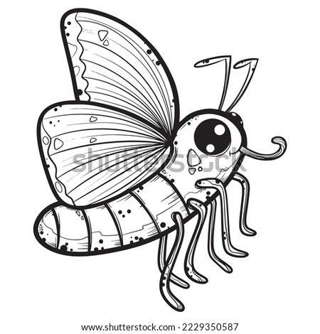 Cute butterfly cartoon line drawing for kids coloring book clip art logo icon vector illustration.