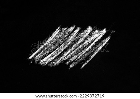 White Charcoal Strokes, Crayon Scribble on Black Board, Hand Drawn Chalk Hatching, Crayon Strokes Texture Background Royalty-Free Stock Photo #2229372719