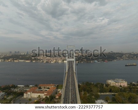 Eurasia Marathon in the 15 July Bridge Drone Photo, Altunizade Uskudar, Istanbul Turkey