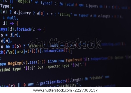 Software developer programming code. Abstract computer script code. Programming code screen of software developer. Software Programming Work Time.