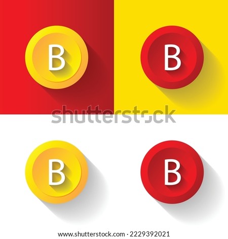 b letter logo design with creative styles, yellow and red background