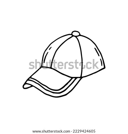 Painless cap. A headdress protects the head in the summer from the sun. Doodle. Hand drawn. Vector illustration. Outline.
