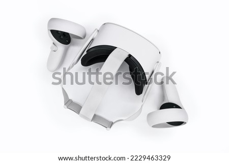 Virtual Reality Device and Controler Isolated on white background from the top view