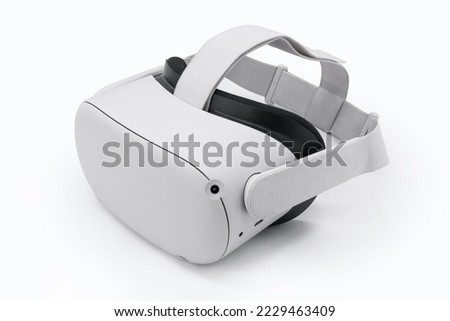 White Grey Virtual reality Headset isolated on white background Royalty-Free Stock Photo #2229463409