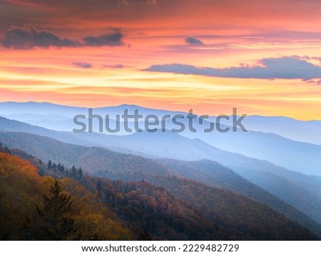 Amazing Autumn Sunrise In Smoky Mountain National Park.
Located in the Great Smoky Mountain National Park, Oconaluftee Overlook near Newfound Gap between Gatlinburg TN and Cherokee NC Royalty-Free Stock Photo #2229482729