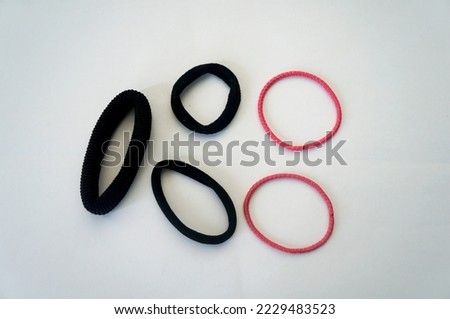 Several Women's hair ties isolated on white background.