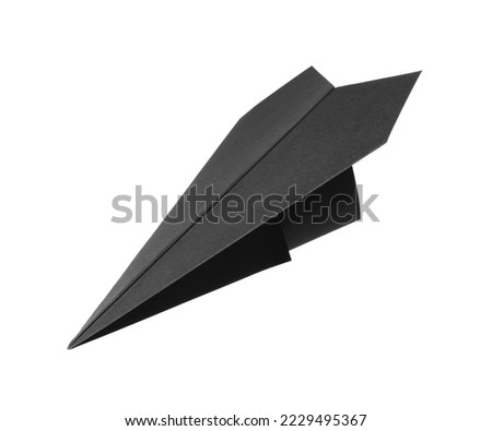 Handmade black paper plane isolated on white