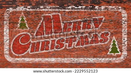 a vintage Merry Christmas brick wall advertising holiday message retro marketing
