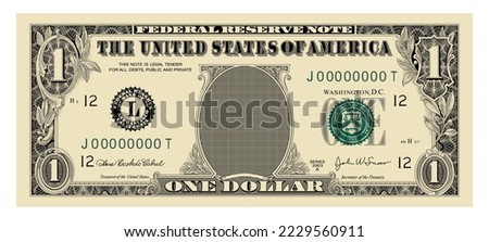 US Dollar 1 banknote - American dollar bill cash money isolated on white background - one dollar  Royalty-Free Stock Photo #2229560911
