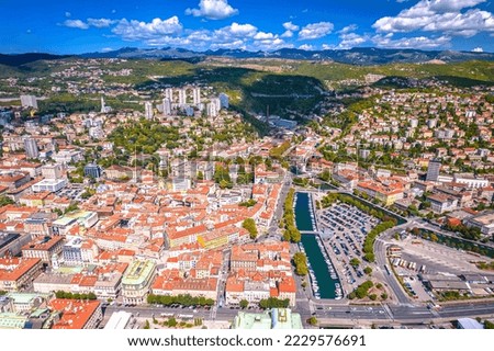 City of Rijeka Rjecina river canyon and Delta aerial view, Kvarner gulf of Croatia