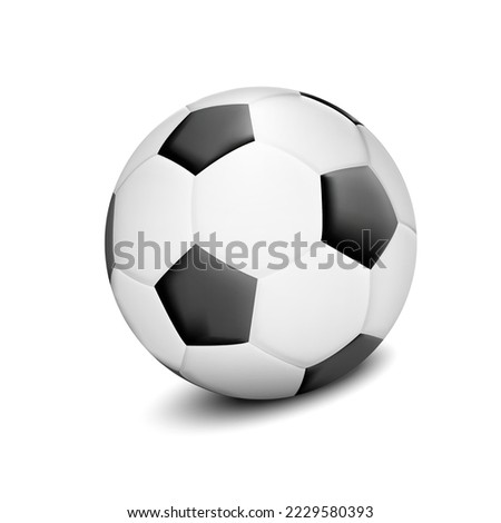Vector realistic, 3D soccer ball with shadow isolated on white background. Football sport symbol illustration