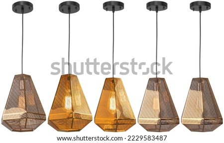 Pendant Lighting Set on white background. Modern chandelier set isolated on background
