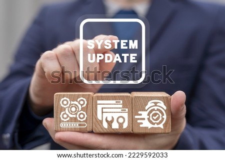 System update concept. Improvement, change the new version of the software. Updating Software Data. Development, download and install update package. Royalty-Free Stock Photo #2229592033