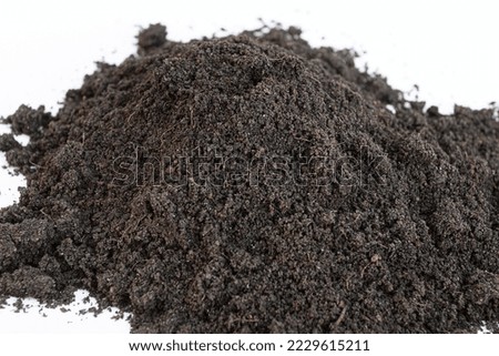 Fertile loam soil suitable for planting, soil texture background. Top view of fresh soil. Concept of global pollution, World Soil Day.
