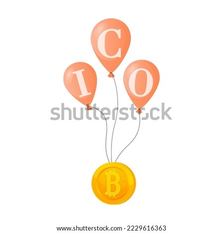 Initial coin offering, ICO Token production process vector illustration. Cryptocurrency trading desk, bitcoin futures, financial technology, blockchain ICO abstract metaphor.