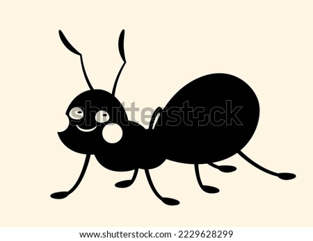 Ant silhouette concept. Toy or mascot for children, symbol of summer and spring seasons. Poster or banner for website. Insects, wild life and biology metaphor. Cartoon flat vector illustration