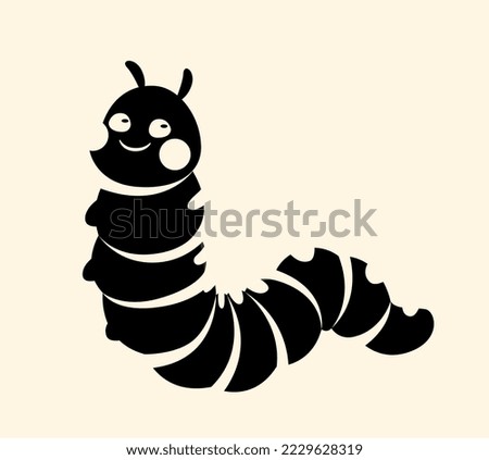 Caterpillar silhouette concept. Insect, graphic element for printing on fabric. Toy or mascot for kids. Biology, wild life and fauna. Minimalist logo for company. Cartoon flat vector illustration
