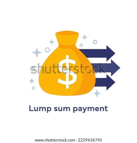 Lump sum payment icon with a money bag, vector Royalty-Free Stock Photo #2229636745