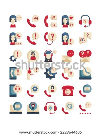 customer support services flat icon pack vector illustration