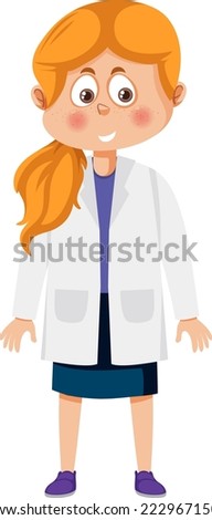 Cute scientist girl cartoon character illustration