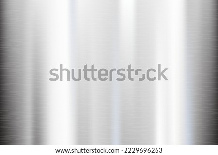 Silver foil background. Metal textured shiny gradient. Stainless glossy surface with reflection. Realistic chrome backdrop. Vector illustration Royalty-Free Stock Photo #2229696263
