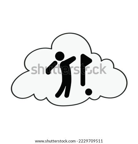 Golf swing icon, Golf player with cloud in grey color 