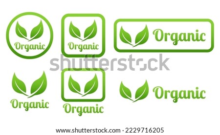label badge set organic leaves bio eco logo tags template design text can edited for natural product food and fruit