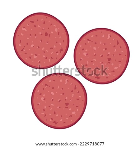 salami slices flat vector illustration clipart isolated on white background
