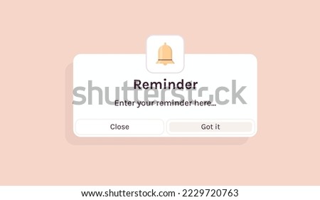 Reminder, notification page with floating elements and business planning, events, timetable flat vector illustration. Royalty-Free Stock Photo #2229720763
