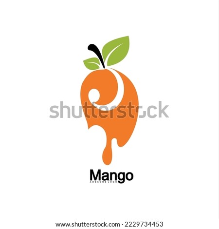 Mango logo design. Illustration of a mango that is porous and eaten by caterpillars and bats.