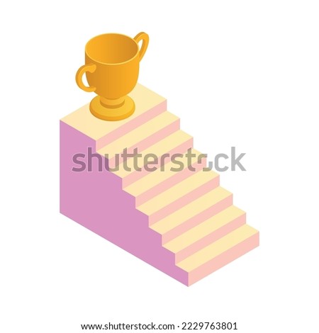 Business strategy glow isometric composition with isolated image on blank background vector illustration