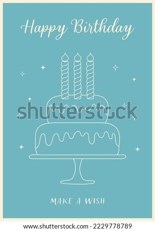 Happy birthday greeting card with cake.