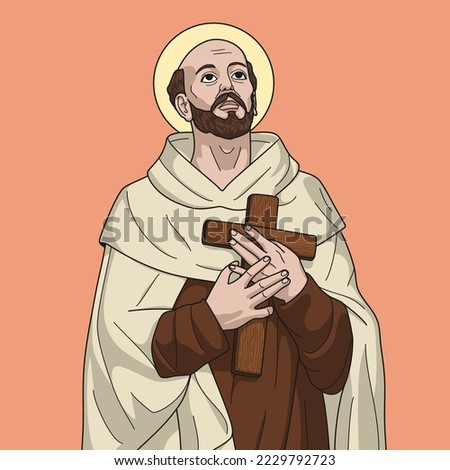 Saint John of the Cross Colored Vector Illustration Royalty-Free Stock Photo #2229792723