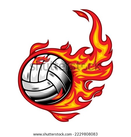 volleyball on fire design Vector illustration. 