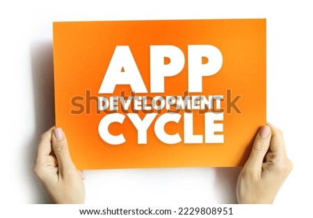 App Development Cycle text concept on card for presentations and reports