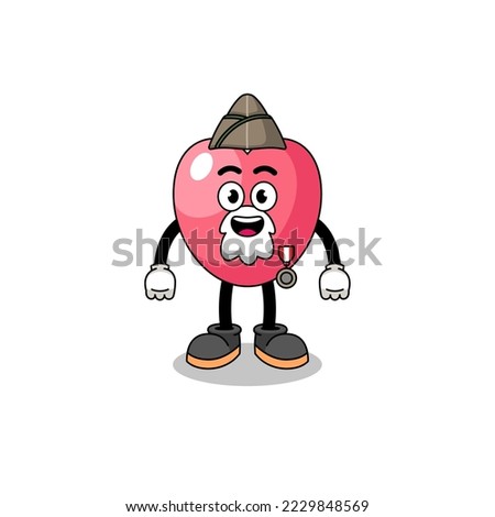 Character cartoon of heart symbol as a veteran , character design