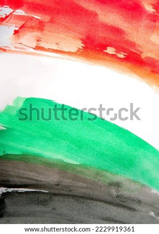 An abstract, bold brush strokes in red, green and black color. A vibrant artistic background in UAE national flag colors. Royalty-Free Stock Photo #2229919361