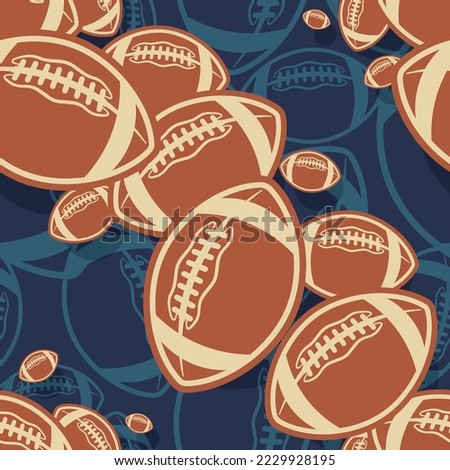 American football Seamless pattern vector art image. Rugby balls repeating tile background wallpaper texture design.