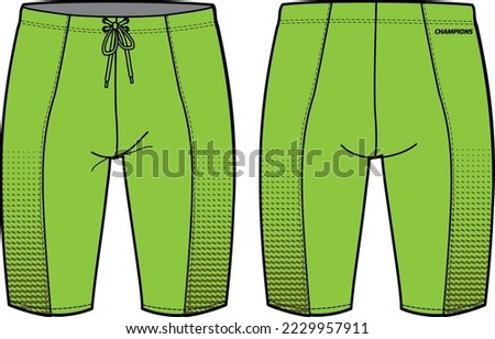Compression tights Shorts design flat sketch vector illustration, Bike Shorts tights concept with front and back view for Cycling, bicycle, workout and running active wear shorts design.