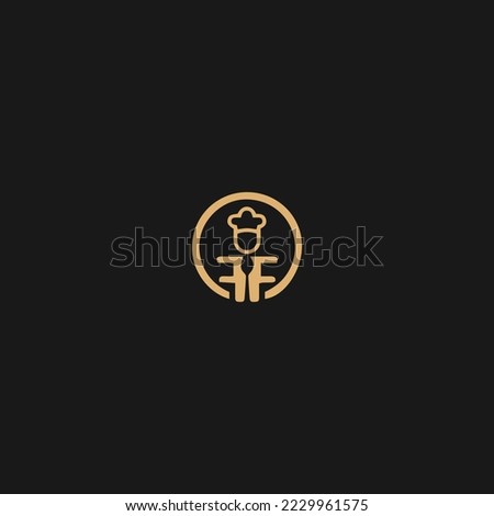 Letter FF Restaurant Logo with Chef Hat Spoon And Fork Template. Restaurant Logo On Letter FF Barbecue, Cafe Logo Vector
