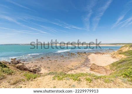 view of Pointe du Payre beach, Jard sur Mer, France on a summer day, Vendée, France