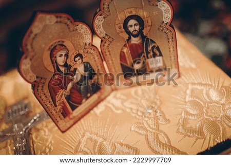Cross gold old religion details pray Royalty-Free Stock Photo #2229997709