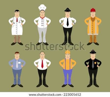 Occupations: Set of cartoon characters of different occupations.