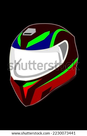 Helmet Fullface Line. Pop Art logo. Colorful design with dark background. Abstract vector illustration. Isolated black background for t-shirt, poster, clothing, merch, apparel, badge design,vector