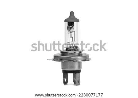 H4 halogen lamp bulb isolated on white background, vehicles parts and replacement Royalty-Free Stock Photo #2230077177