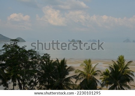 Horizon with palms Koh yao Noi Island Thailand Beach Longtail Boat