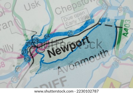 Newport, United Kingdom atlas map town name - paint