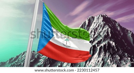 Equatorial Guinea national flag cloth fabric waving on beautiful Background.