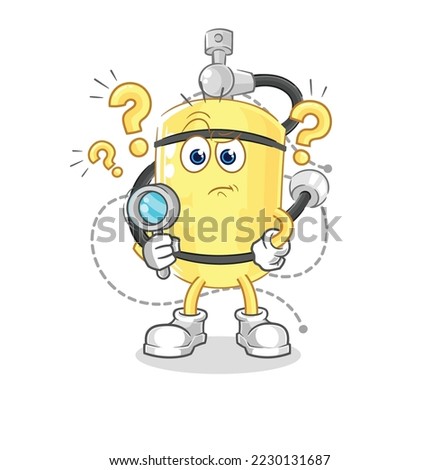 the diver cylinder searching illustration. character vector